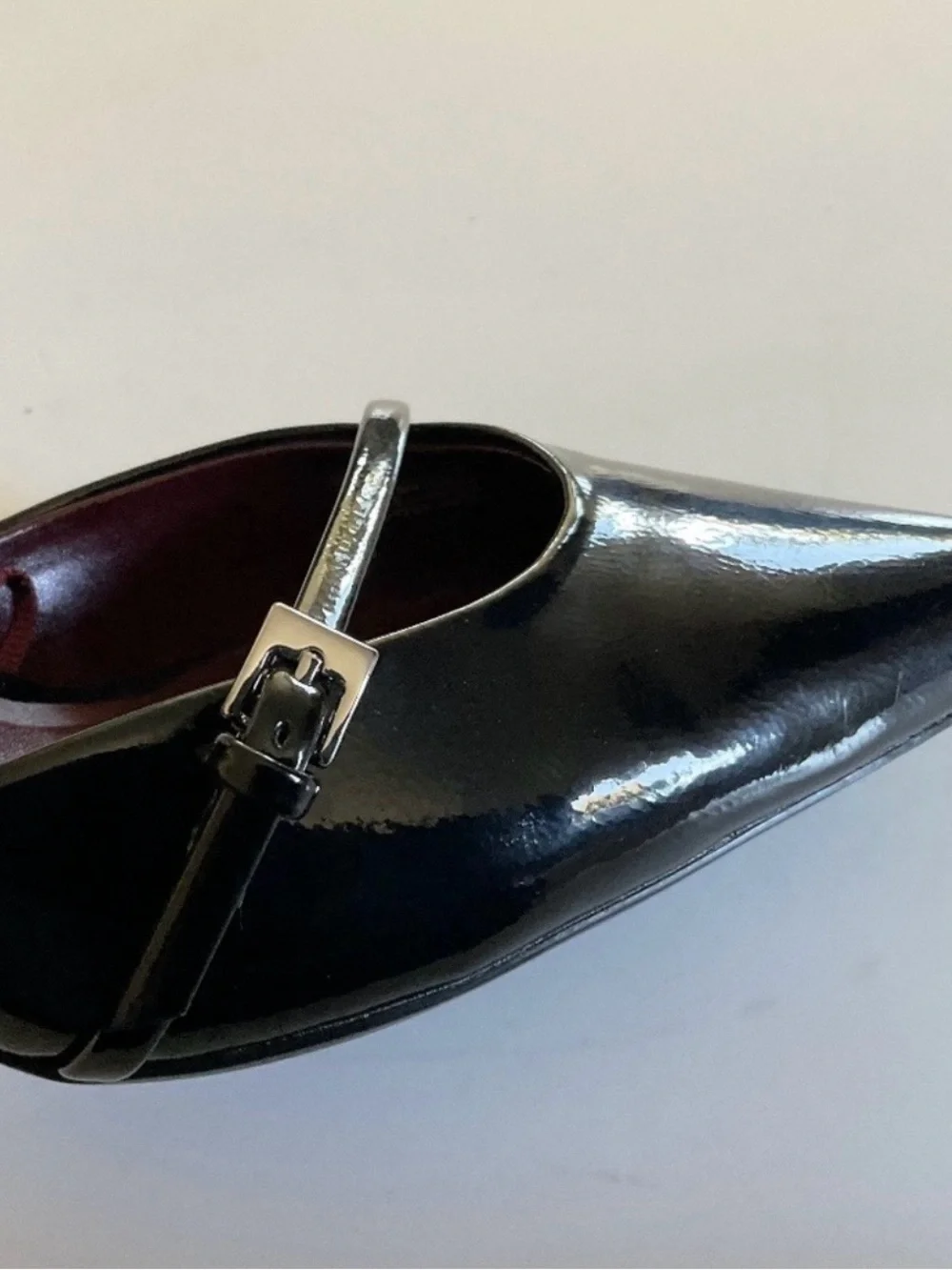 Zara Black Patent Pointed-Toe Ankle-Strap Stiletto - Picture 9 of 11